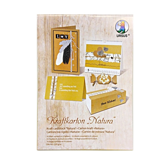 Kartonové papíry A4 sada barevný kraft 250g/m2 (16ks)