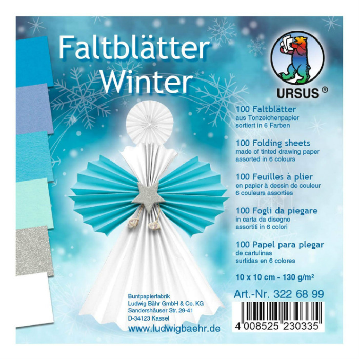 Papíry na origami 10x10cm (100ks) modré