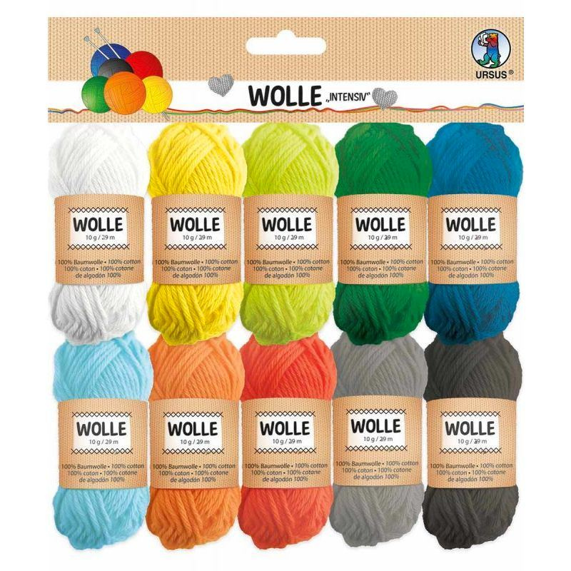 Mini příze 100% bavlna 10 intenzivních barev - 29m (10g)