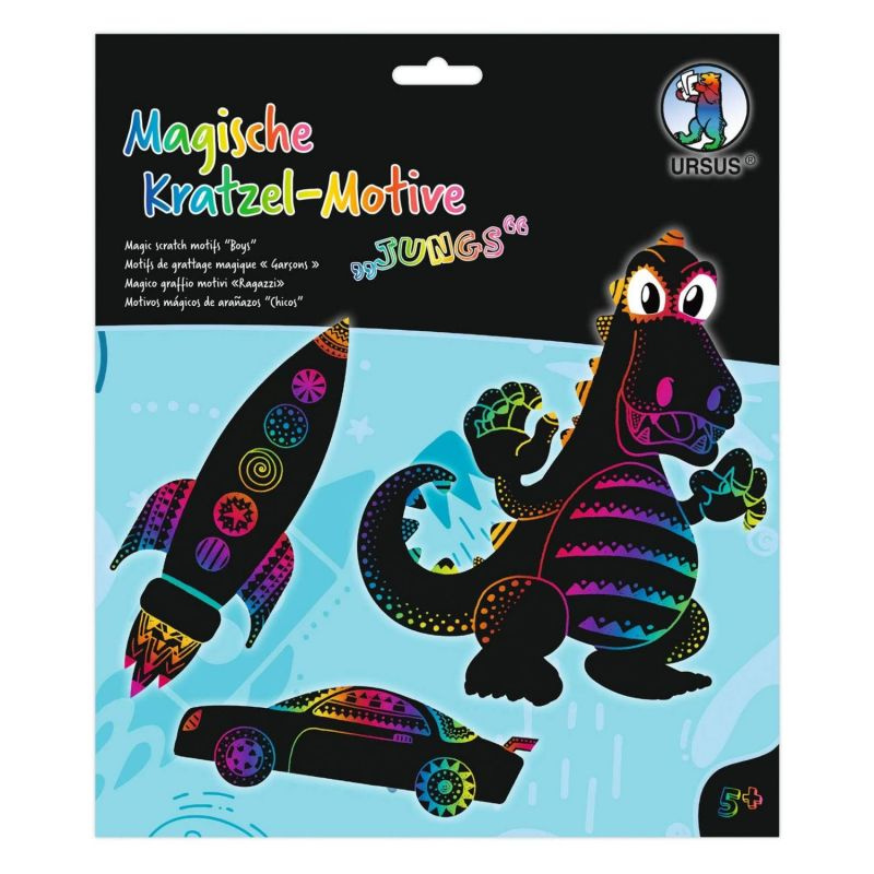 Škrabací obrázky sada Draci a dopravní prostředky (6ks)