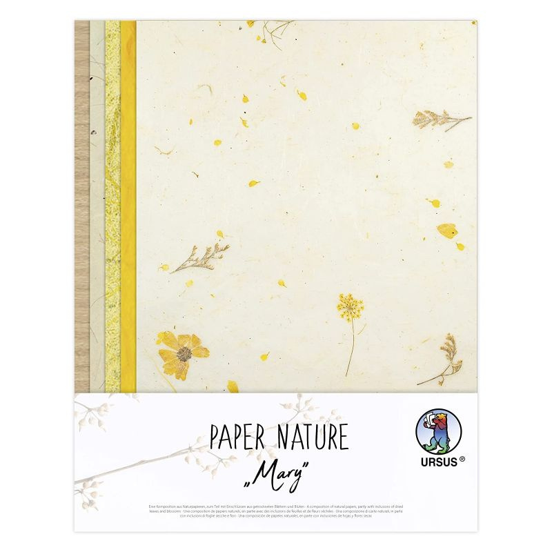 Přírodní papír se žlutými kvítky sada 25/35/80g/m2 (11ks)