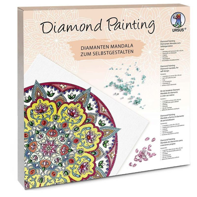 Diamond Art Painting umělecká sada - Mandala s květinami