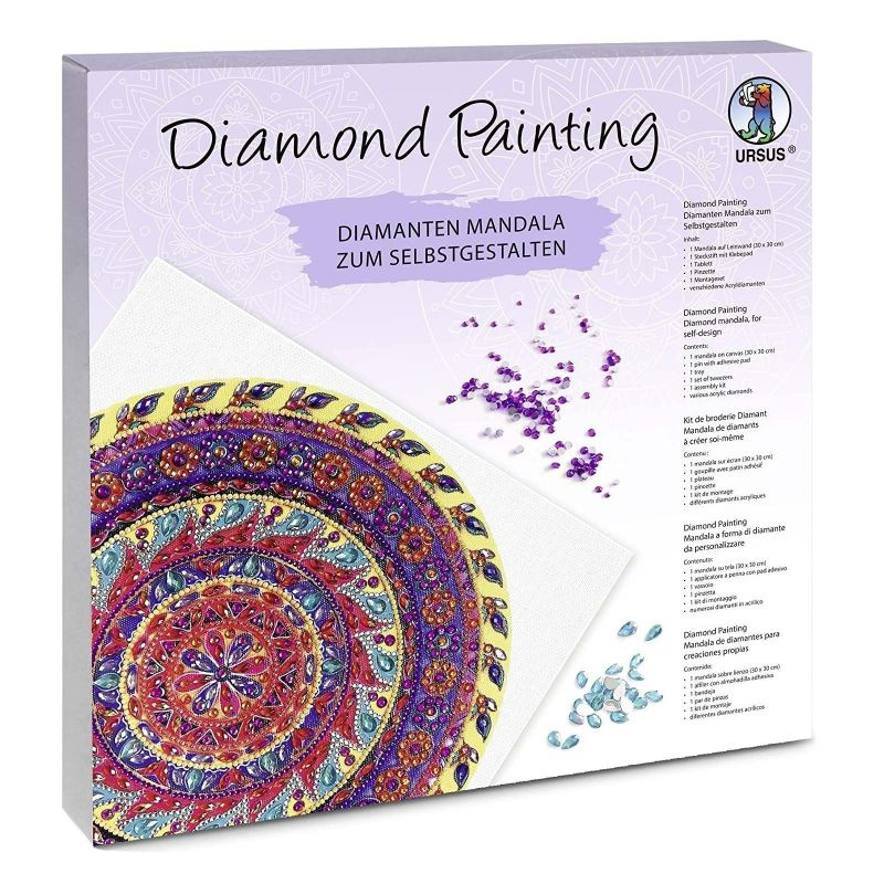 Diamond Art Painting umělecká sada - Mandala fialovožlutá