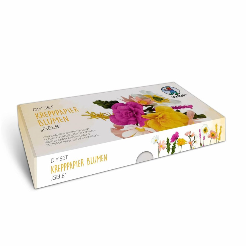 Kreativní sada kytice z krepového papíru - žlutá