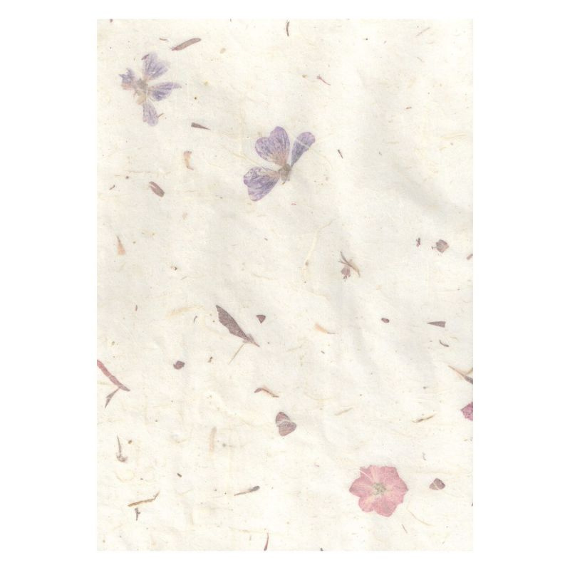 Přírodní papír s fialovými kvítky 35g/m2 (5ks)