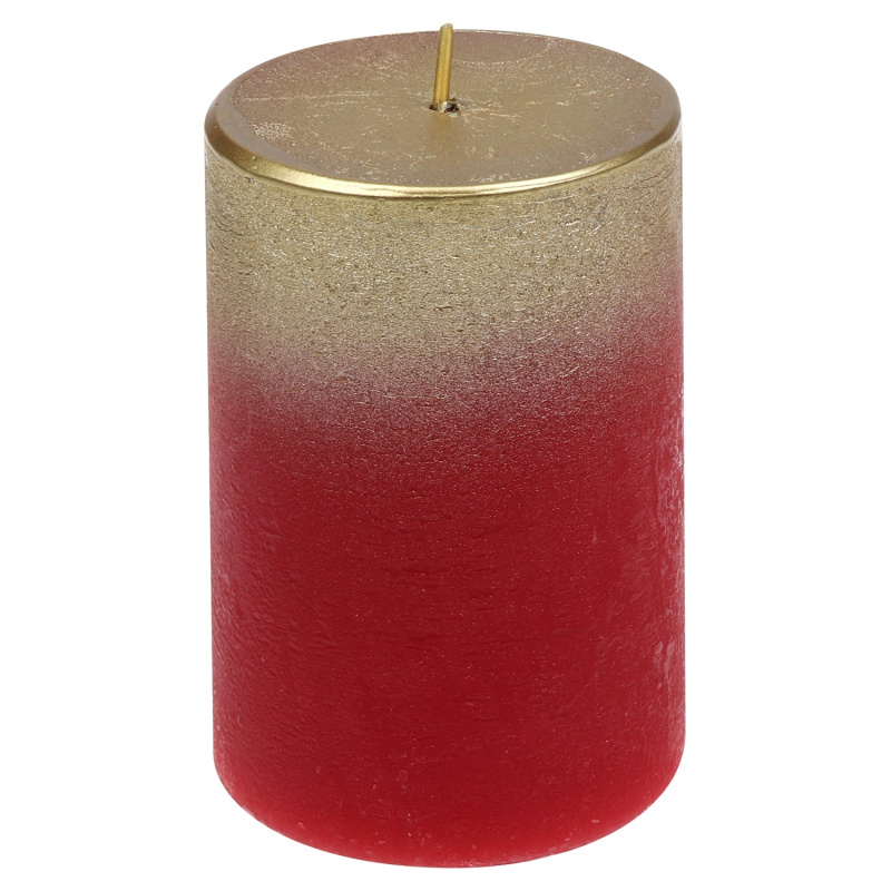 Steinhart Válcová svíčka "Foggy", rubínová/zlatá, pr. 6,8 x 10 cm