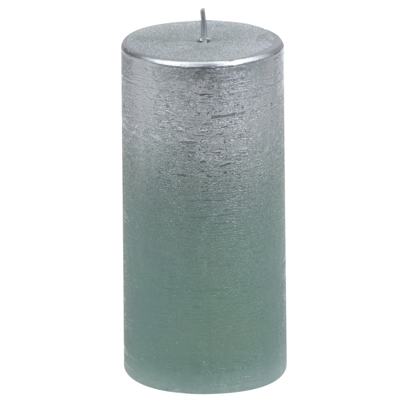 Steinhart Válcová svíčka "Foggy", šalvějová/stříbrná, pr. 5,8 x 12 cm