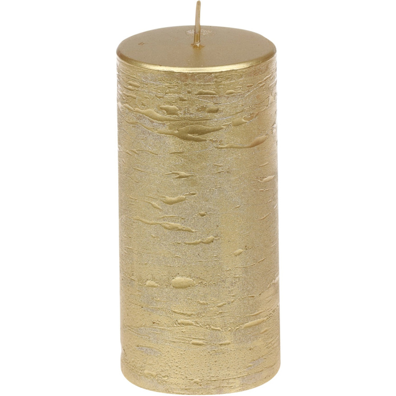 Steinhart Válcová svíčka Rustic-Glanz, zlatá, pr. 5,8 x 12 cm
