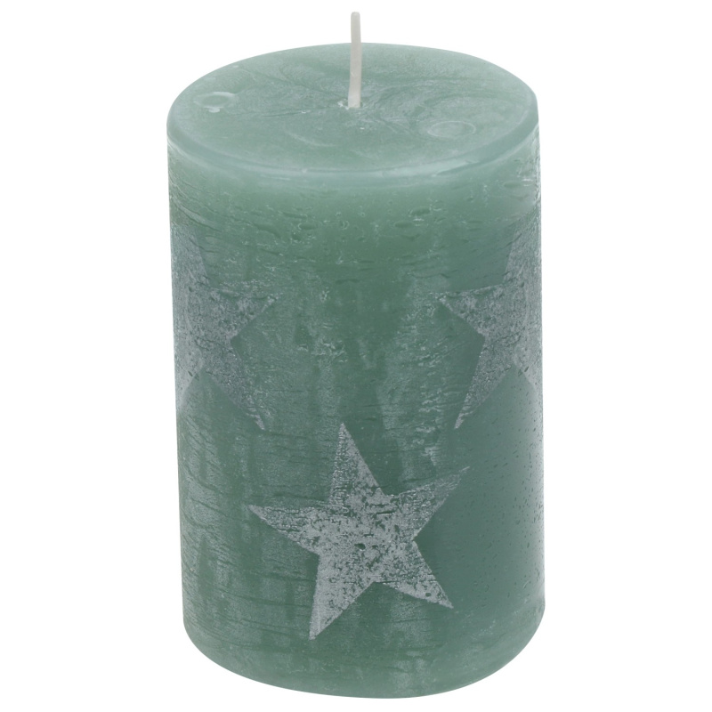 Steinhart Válcová svíčka s potiskem "Multistern", šalvějová, pr. 6,8 x 10 cm