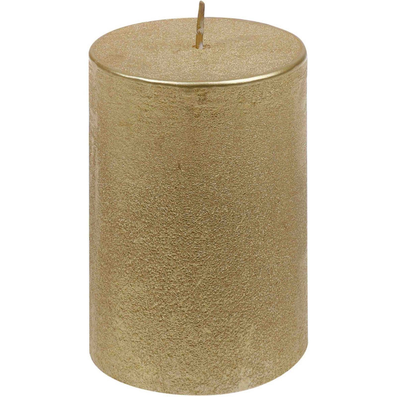 Steinhart Válcová svíčka rustikální lesklá zlatá pr. 68 x 100 mm