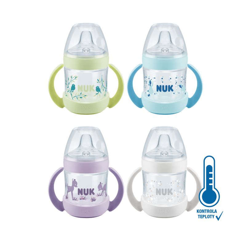 NUK Nature Sense lahvička na učení s kontrolou teploty (6-18m) 150 ml 1 ks fialová