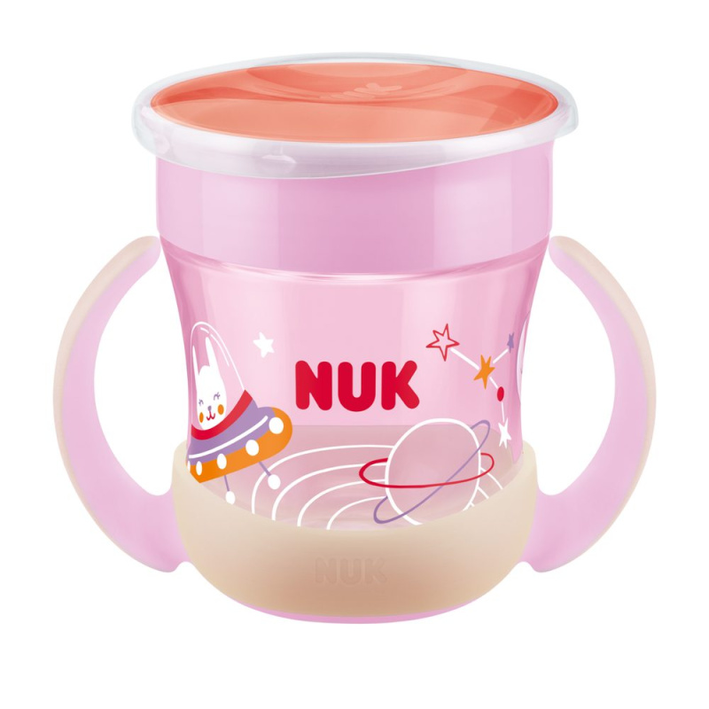 NUK Magic Cup Night hrnek s držadly 6m+ Pink 160 ml