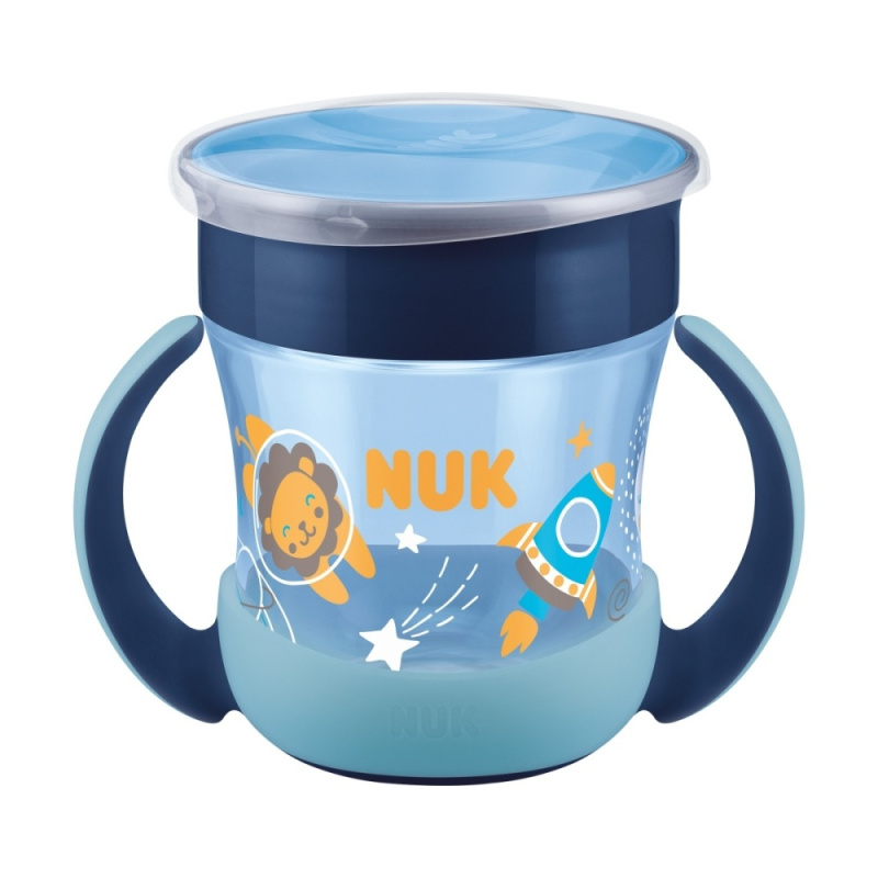 NUK Magic Cup Night hrnek s držadly 6m+ Blue 160 ml