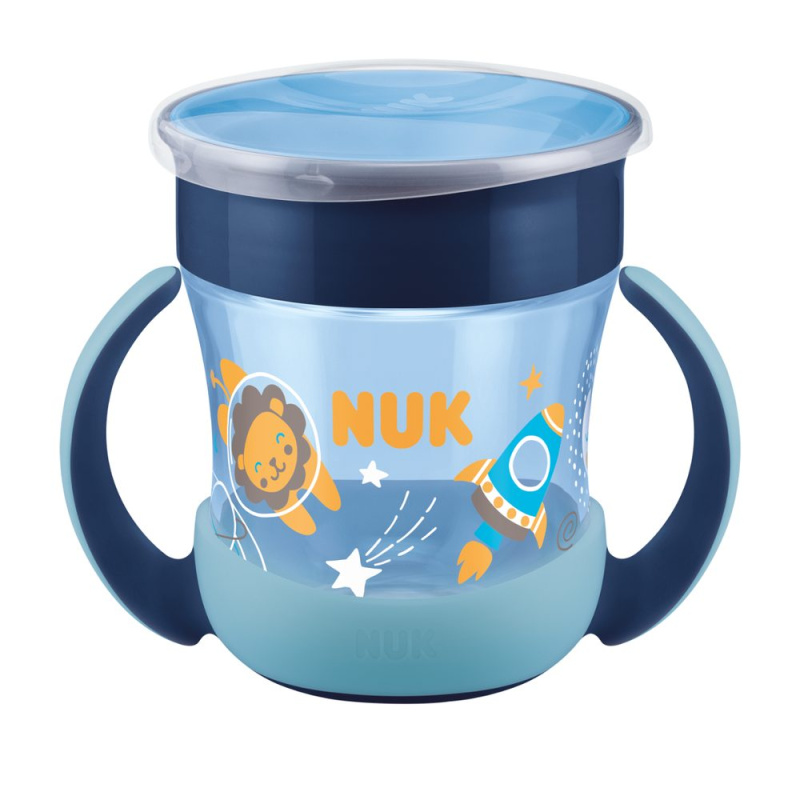 NUK Magic Cup Night hrnek s držadly 6m+ Blue 160 ml