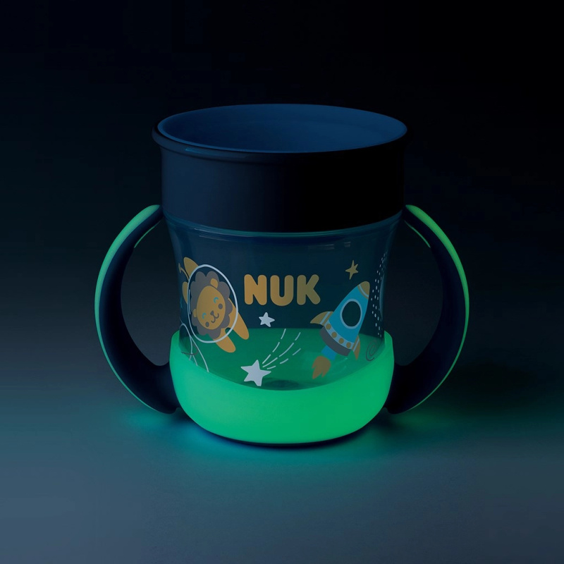 NUK Magic Cup Night hrnek s držadly 6m+ Blue 160 ml