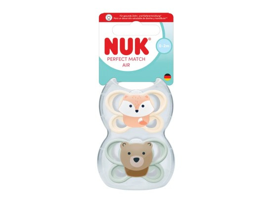 NUK Perfect Match Air Dudlík FOX/BEAR 0-2m 2ks box
