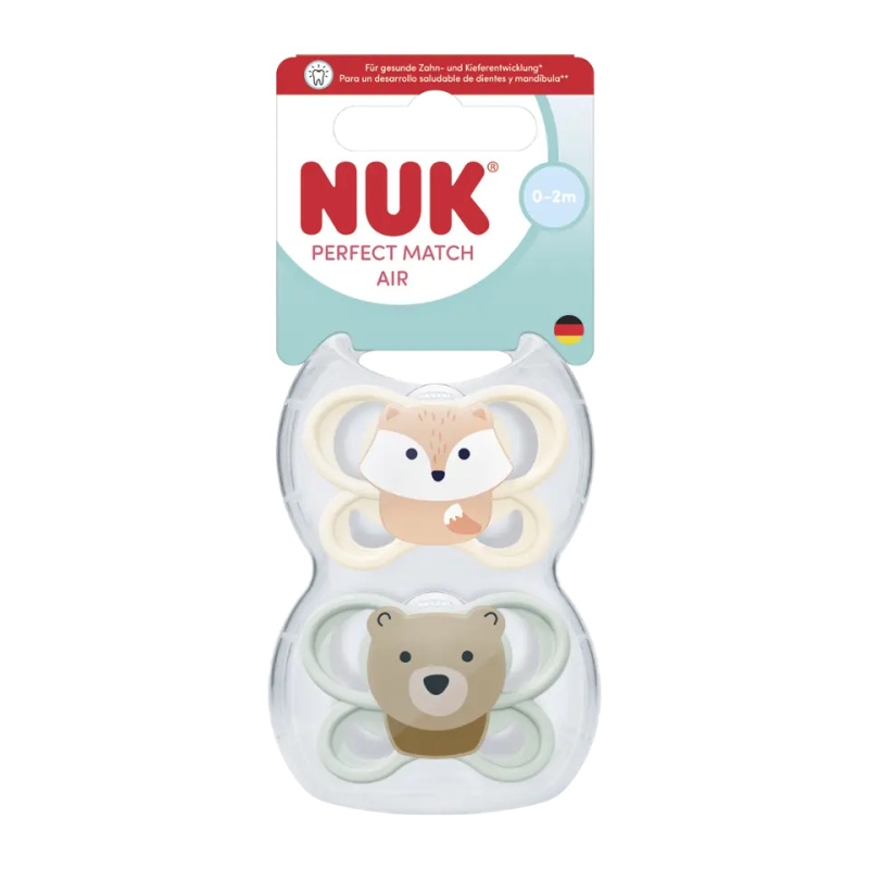 NUK Perfect Match Air Dudlík FOX/BEAR 0-2m 2ks box