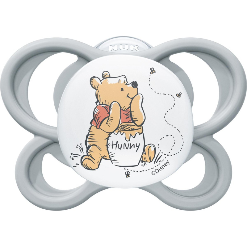 NUK Perfect Match Air Dudlík Medvídek Pú GREY 0-6m 1ks v boxu