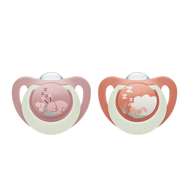 cumlík nuk first choice night 6–18 m, 2 ks, bunny/sheep