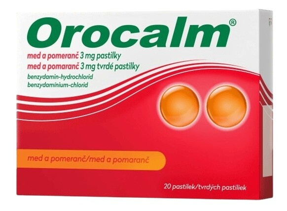 Orocalm Med a pomeranč 3 mg 20 pastilek