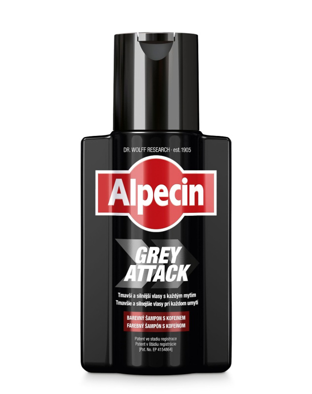 Alpecin Grey Attack kofeinový šampon proti šedivění vlasů pro muže 200 ml