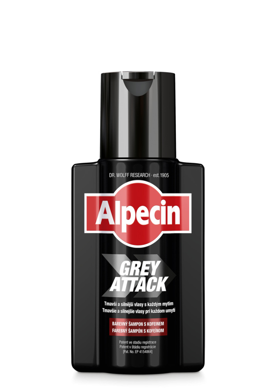 Alpecin Grey Attack kofeinový šampon proti šedivění vlasů pro muže 200 ml