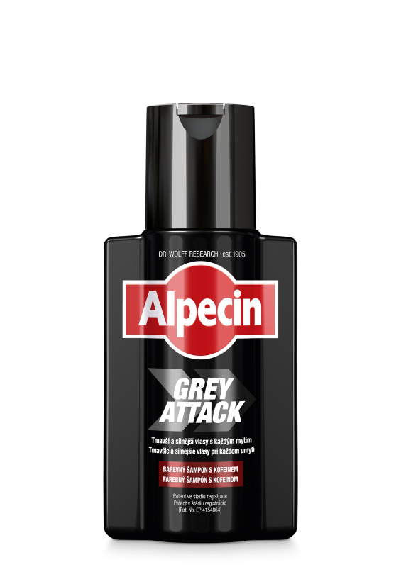 Alpecin Grey Attack kofeinový šampon proti šedivění vlasů pro muže 200 ml