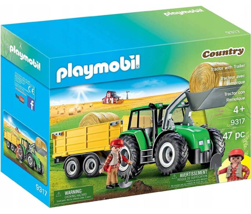 Sada figurek země 9317 Traktor s přívěsem
