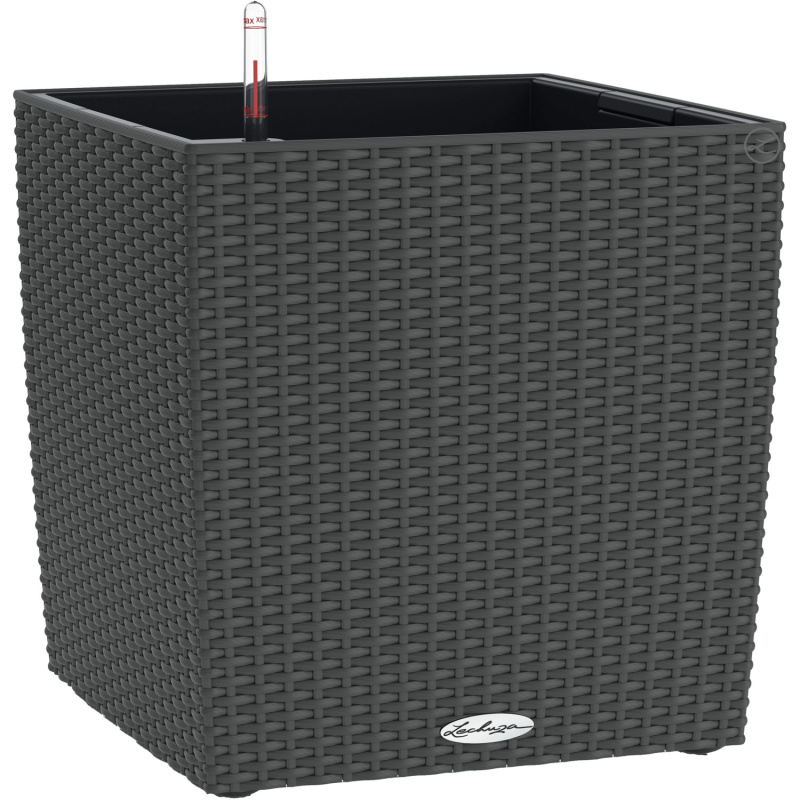 Lechuza Květináč Cube Cottage 30 antracitový, 300 x 295 x 295 mm