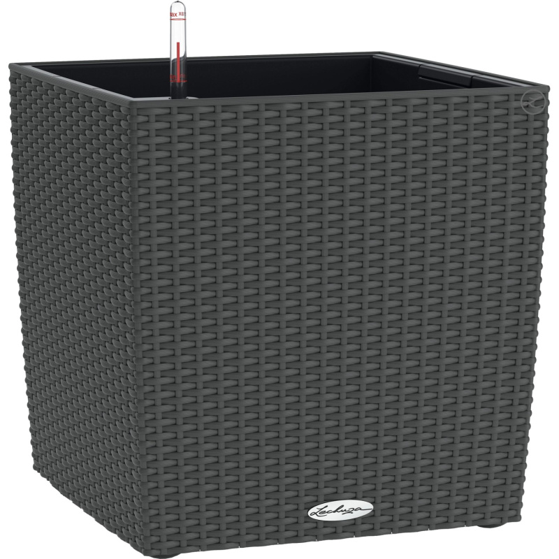 Lechuza Květináč Cube Cottage 40 antracitový, 400 x 390 x 390 mm