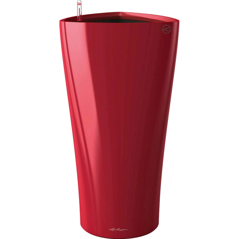 Lechuza Sloupový květináč Delta Premium, červená vysoce lesklá, 40 x 40 x 75 cm