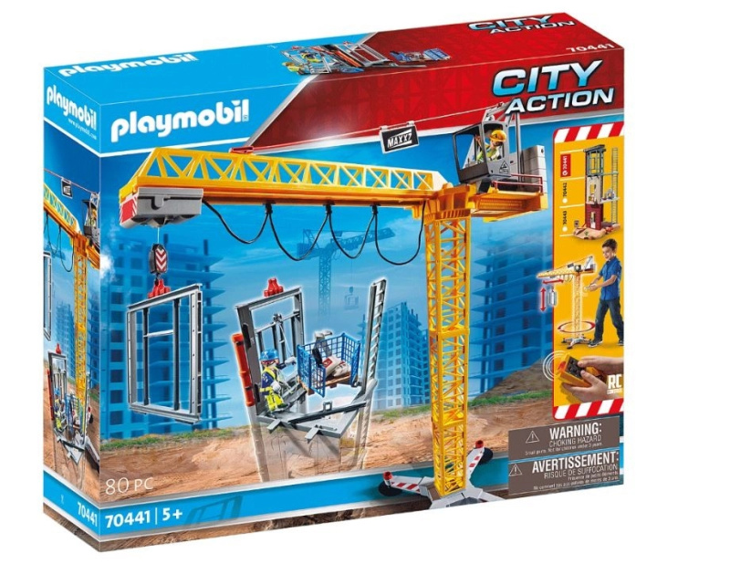 Playmobil City Action dálkově ovládaný jeřáb se stavebníky