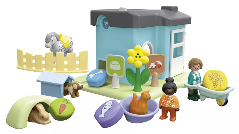 Sada figurek Junior 71690 Hotel pro domácí mazlíčky s dávkovačem krmiva