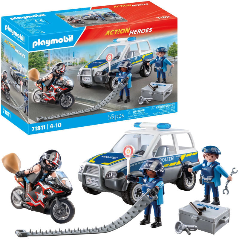 Playmobil City Heroes policejní honička – auto, motocykl a figurky