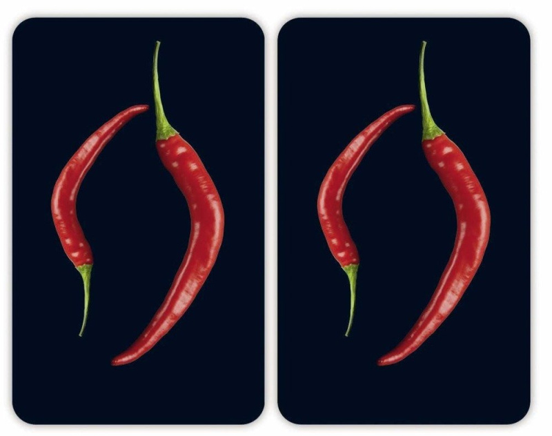 Ochranné skleněné panely HOT CHILI DUO na sporák – 2 ks, WENKO 2521381500 černá