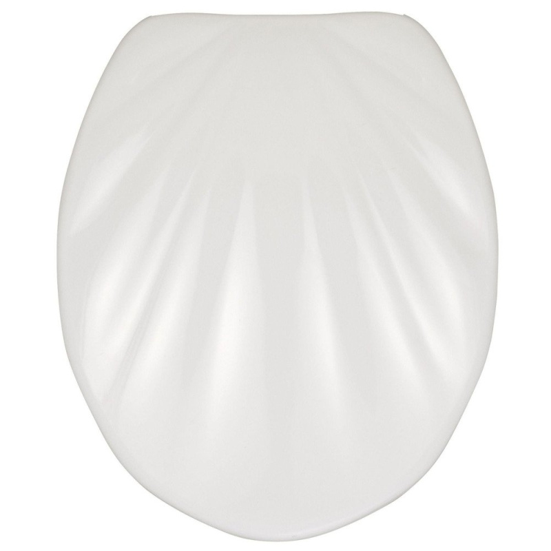Bílé WC sedátko se snadným zavíráním Wenko Premium Sea Shell, 45,5 x 38 cm bílá