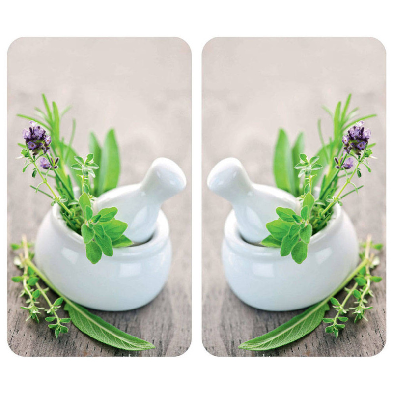 Ochranné skleněné desky HERB GARDEN na sporák - 2 kusy, WENKO 2521420500C vícebarevná