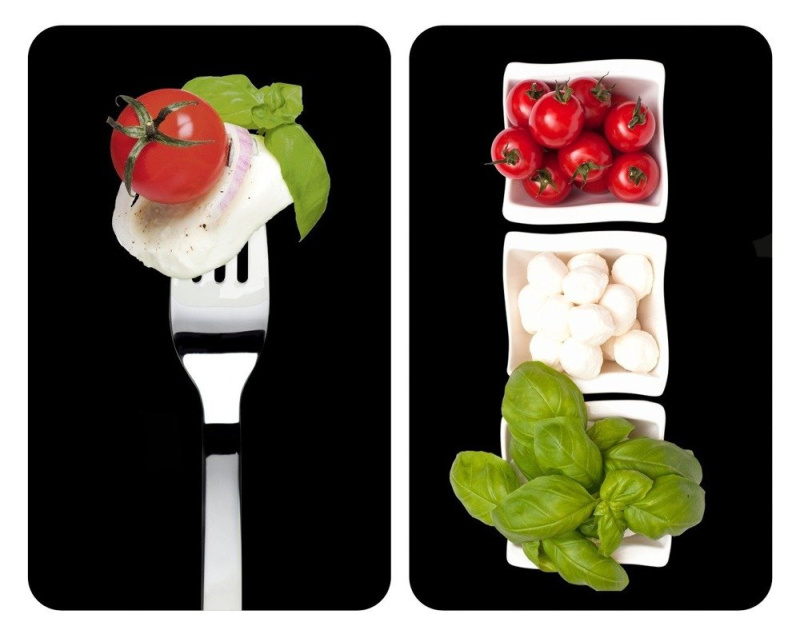 Ochranné skleněné panely CAPRESE na sporák – 2 ks, WENKO 2521451500 černá