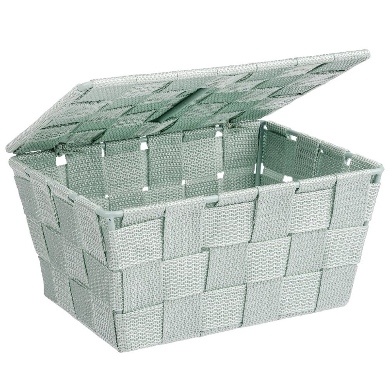 Koupelnový kontejner s víkem ADRIA MINT, 14 x 9 x 14 cm, WENKO 22573100 zelený