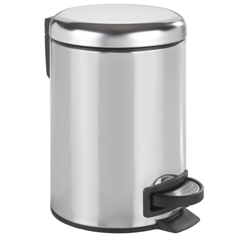 Koupelnový koš LEMAN SHINY, odpadkový koš, 3 l, WENKO 22444100 stříbrná