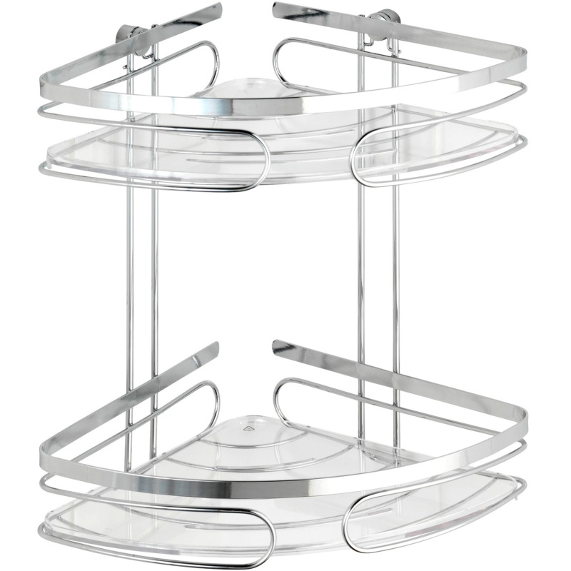 Dvouúrovňová, koupelnová rohová police PREMIUM, WENKO 20412100 stříbrná