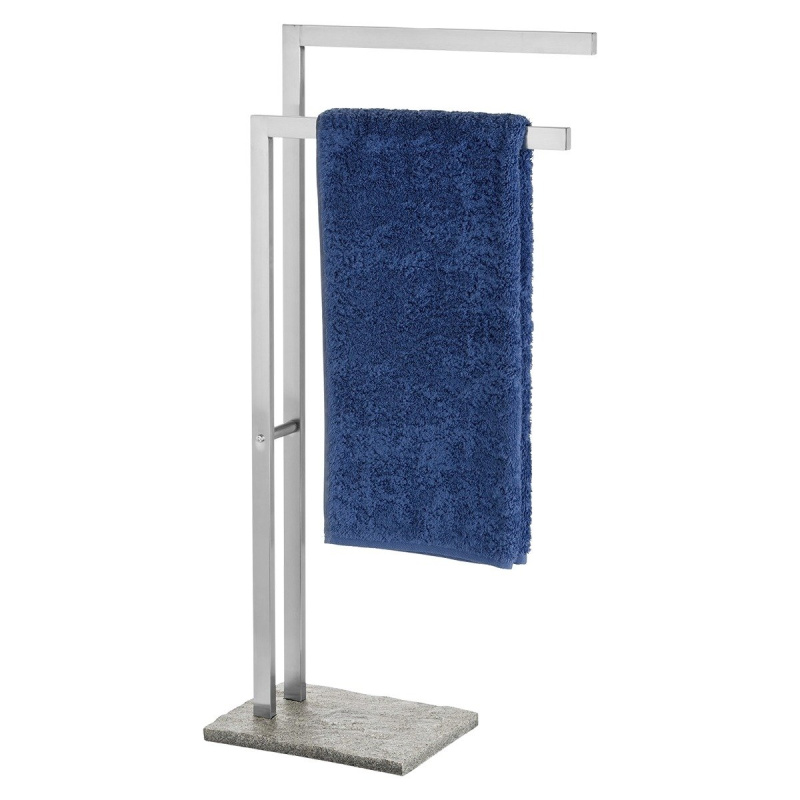 Koupelnový stojanový věšák na ručníky GRANITE - 2-ramenný, WENKO 20603100 šedá