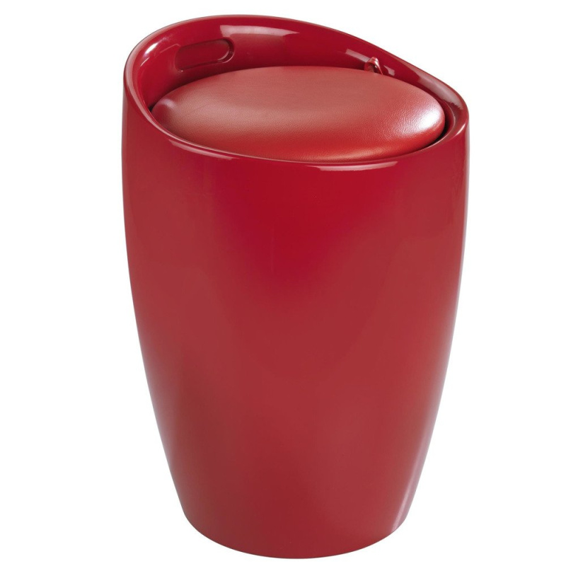 Pouf CANDY LIGHT RED - koš na prádlo, 2 v 1, WENKO 20624100 červená