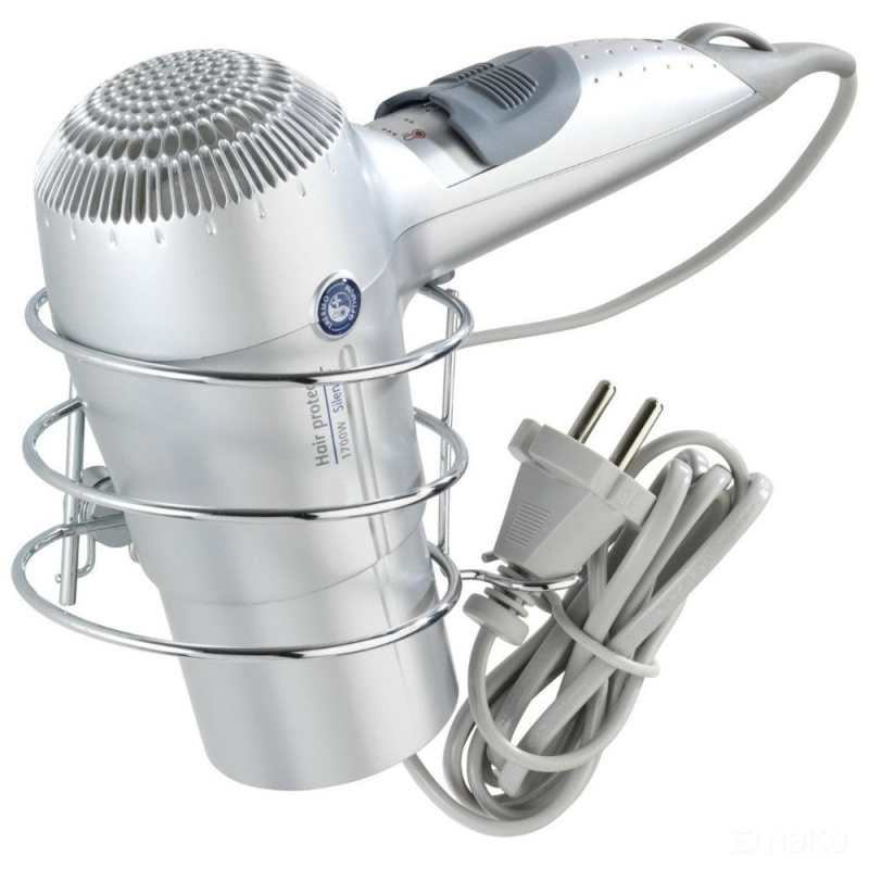 Držák na fén,CLASSIC - chromovana ocel, WENKO 20635100 stříbrná 6471