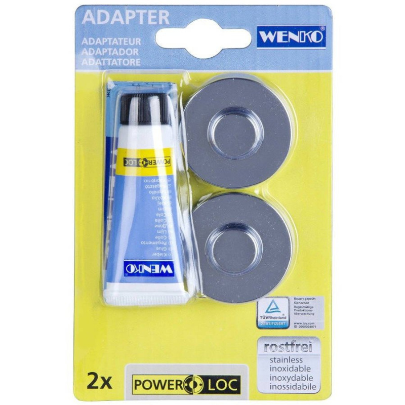 WENKO Lepicí sada černá pro Premium, Classic BEZ VRTÁNÍ PowerLoc kovově lesklá 5x24x10 cm, (z2064510 20645100 stříbrná