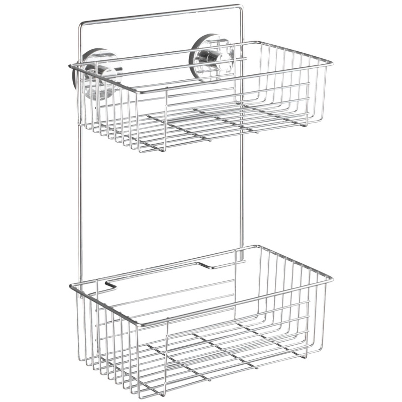 Koupelnová polička BARI do sprchy, Vacuum-Loc - 2 úrovně, WENKO 20889100 stříbrná