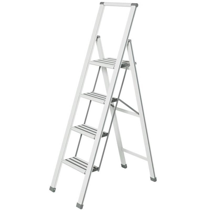 Hliníkový žebřík, 4-stupňový - bílý, WENKO 601017100 bílá