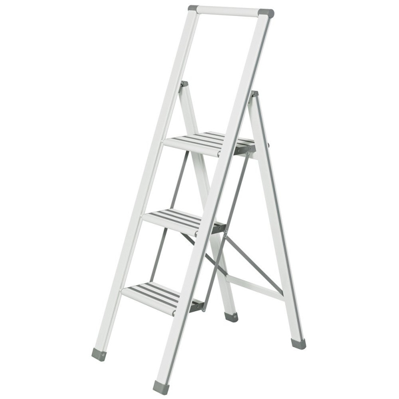 Hliníkový žebřík, 3-stupňový - bílý, WENKO 601016100 bílá