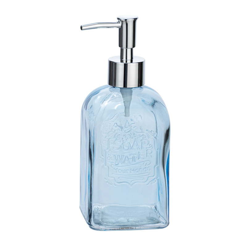 Wenko Skleněný dávkovač na mýdlo Vetro, modrá, 500 ml