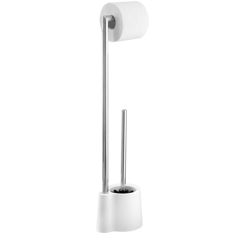 Držák na toaletní papír s WC kartáčem, 66,5 x 16 x 13 cm, WENKO bílá